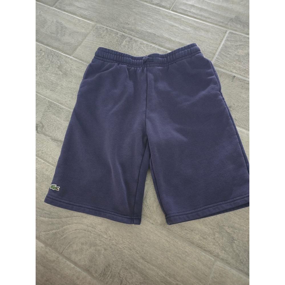 Lacoste Sport Boys Navy Blue Fleece Sweat Shorts‎ Size 14 Crocodile Logo